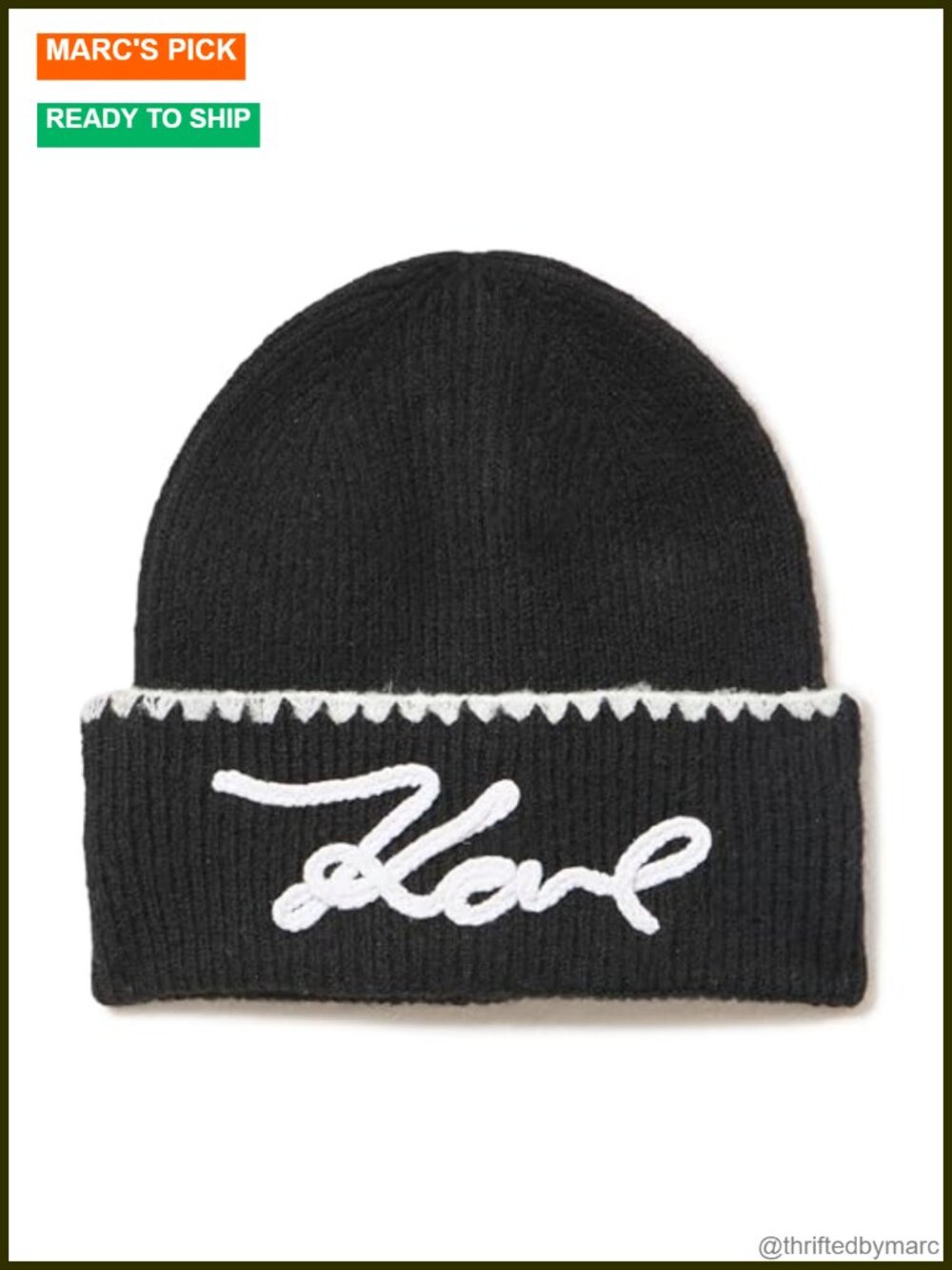 Whipstitch Beanie Embroidered Logo Winter Hat Fitted